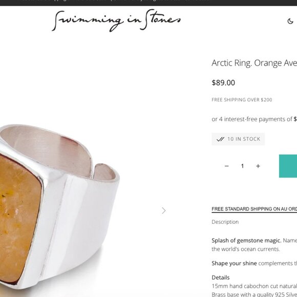 NEW - Handmade Vintage Inspired Chunky Boho Orange Aventurine Ring Size 11 - Picture 12 of 12